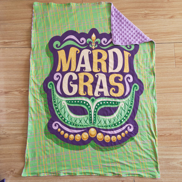 Green Purple Mardi Gras Blankets