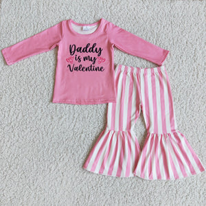 Daddy is my valentine Pink Girls Valentine Outfits