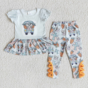 Promotional Bunny Carrot Truck Legging Girls Easter Outfits