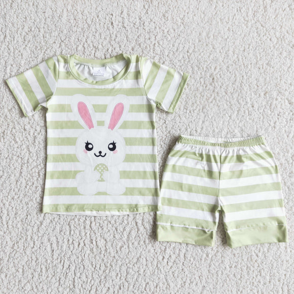 Promotional Bunny Green Stripes Easter Pajamas