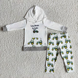 Tractor White Boys Fall Hoodie Sets