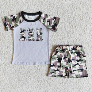 Promotional Bunny Camo Gray Boys Easter Outfits