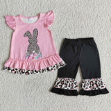 Promotional Bunny Pink Floral Girls Easter Outfits