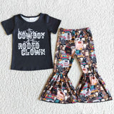 Promotional Cowboy Black Girls Short Sleeve+Trousers Sets