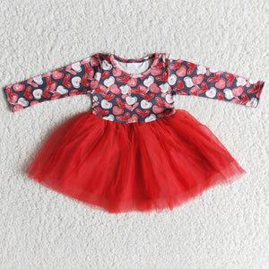 Promotional Love Red Gauze Girls Valentines Dress