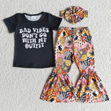 Promotional Smile Bad vibes don't go with my Outfits Girls Short Sleeve+Trousers Sets