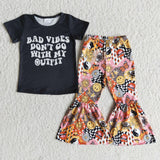 Promotional Smile Bad vibes don't go with my Outfits Girls Short Sleeve+Trousers Sets