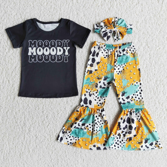 Promotional Mooody Girls Short Sleeve+Trousers Sets