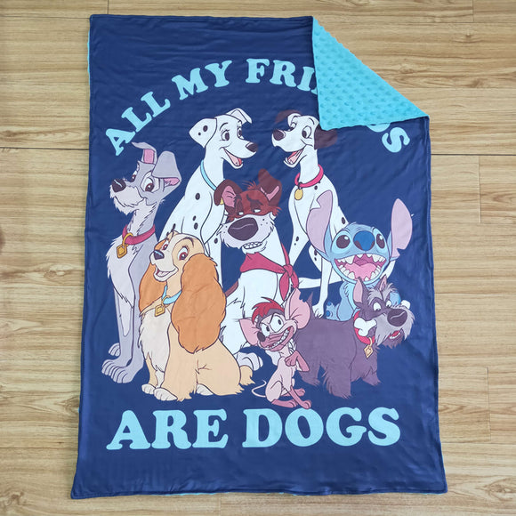 Cartoon Navy All My Friends Are Dogs Blankets