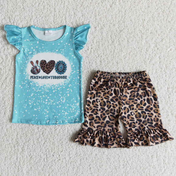 Promotional Turquoise Blue Girls Shorts Sets