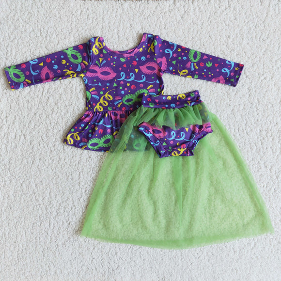 Purple Green Gauze Mardi Gras Bummies Sets