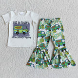 Get in losers Cartoon Green Girls Short Sleeve+Trousers Sets