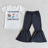 Promotional Cartoon Black Girls Short Sleeve+Trousers Sets