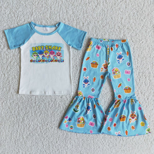 Promotional Cartoon Fish Blue Girls Easter Outfits