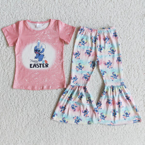 Cartoon Happy Easter Pink Girls Easter Outfits