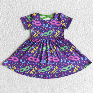 Purple Criss-Cross Girls Mardi Gras Dress