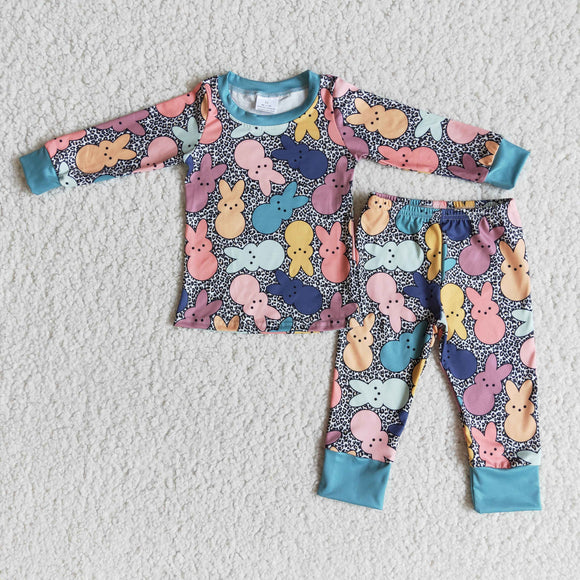 Promotional Bunny Leopard Print Boys Easter Pajamas