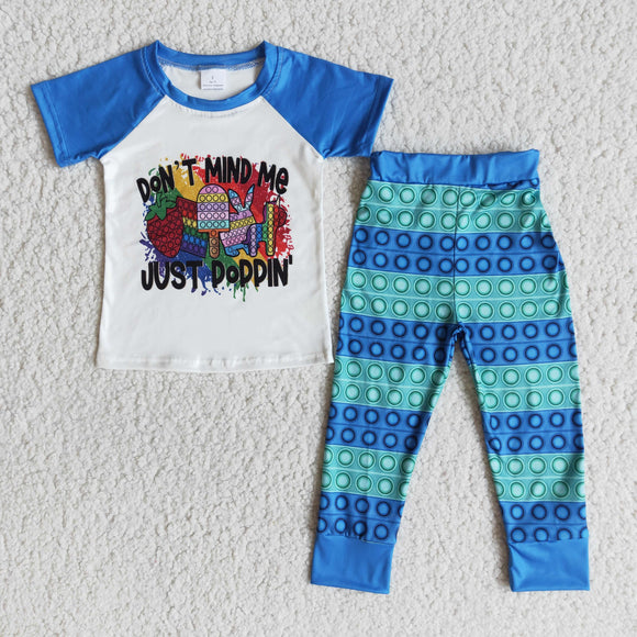 Promotional Don't Mind Me Just Poppin Blue Boys Short Sleeve+Trousers Sets