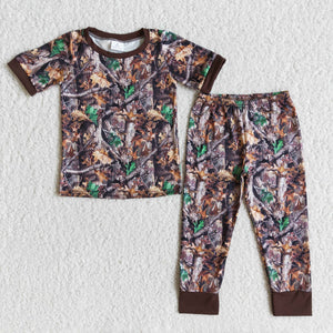 Jungle Leaves Boys Short Sleeve Pajamas