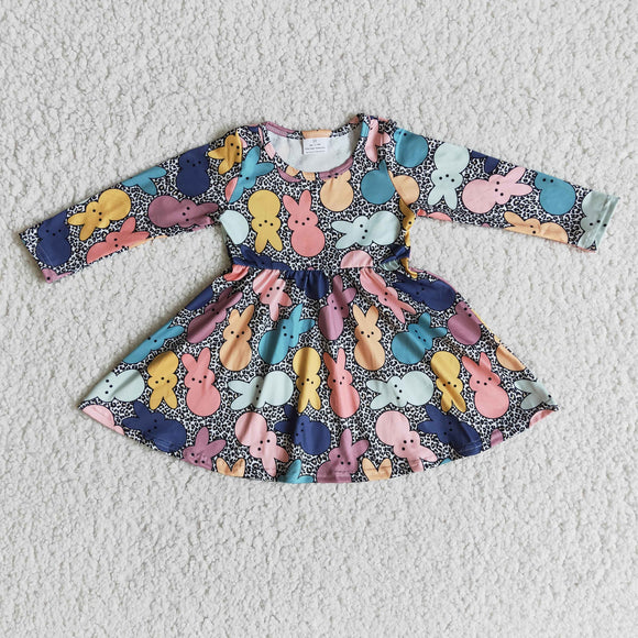 Promotional Bunny Leopard Print Girls Easter Dress