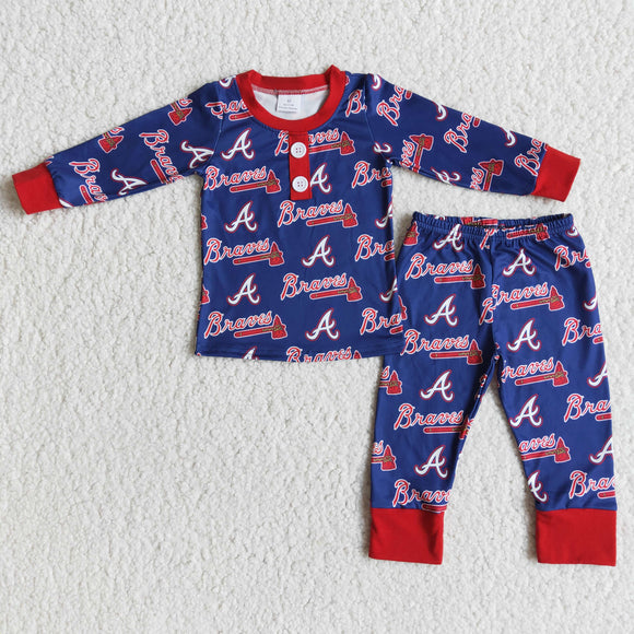 A Team Blue Boys Long Sleeve Pajamas