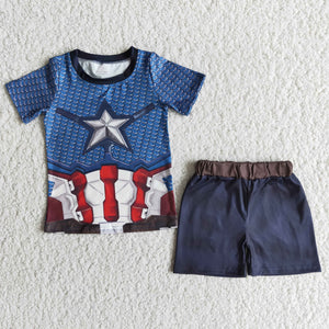 Cartoon Navy Boys Shorts Sets