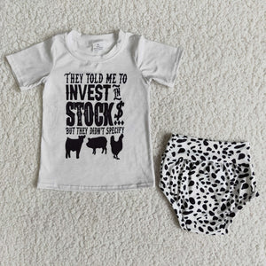 Promotional Farm Girls Cow Print Bummies Sets