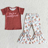 Promotional She is a Wildflower Girls Short Sleeve+Trousers Sets