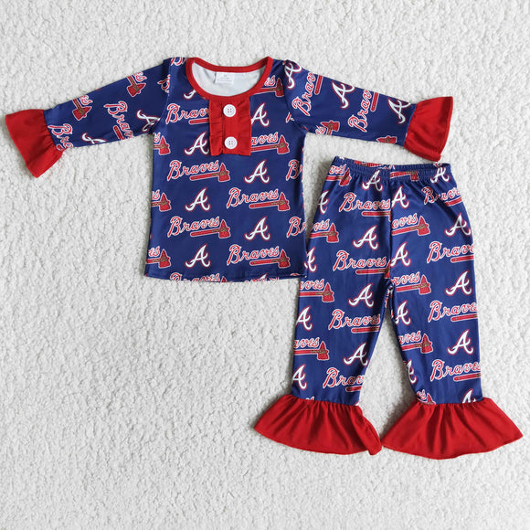 Team A Blue Girls Long Sleeve Pajamas