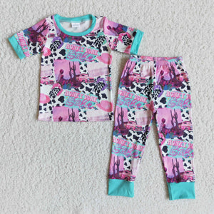 Promotional Babe Cactus Cow Print Short Sleeve Pajamas