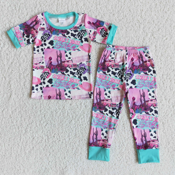 Promotional Babe Cactus Cow Print Short Sleeve Pajamas