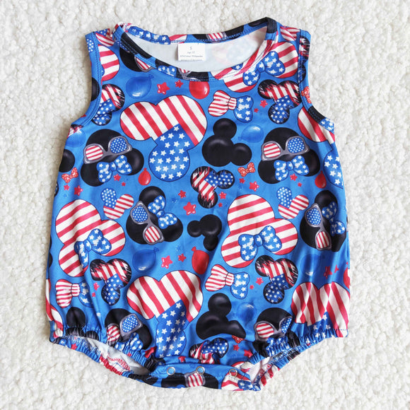 Promotional Baby Boys Cartoon Blue 4th of July Romper