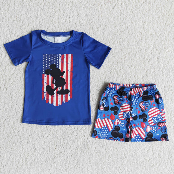 Promotional Cartoon Flag Blue Boys 4th of July Outfits