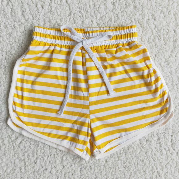 Yellow Thick Stripes Sports Shorts