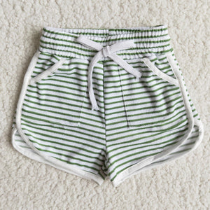 Green Stripes Girls Shorts
