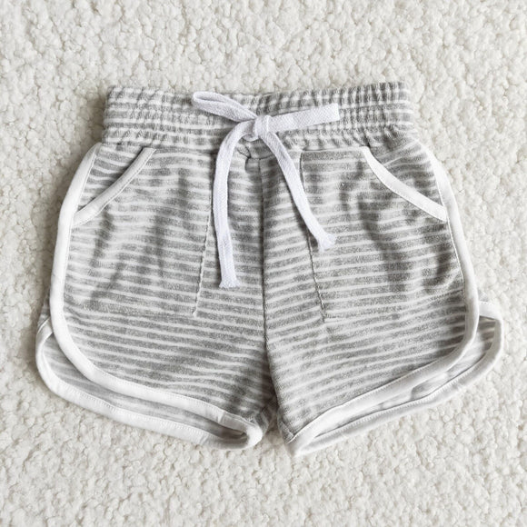 Gray Stripes Girls Shorts