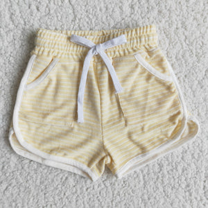 Yellow Stripes Girls Shorts