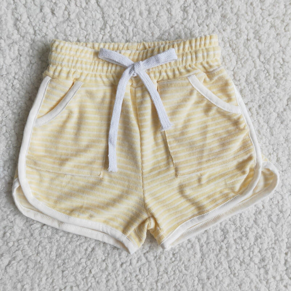 Yellow Stripes Girls Shorts