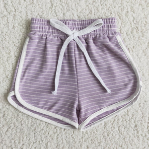 Purple Pinstripe Cotton Sports Shorts
