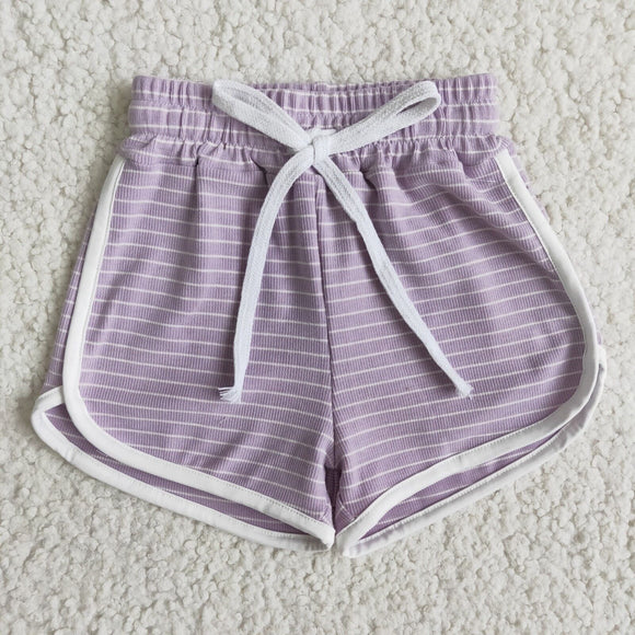 Purple Pinstripe Cotton Sports Shorts