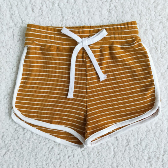Brown Pinstripe Cotton Sports Shorts
