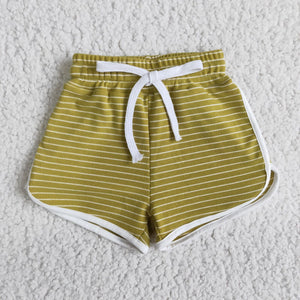 Green Pinstripe Cotton Sports Shorts