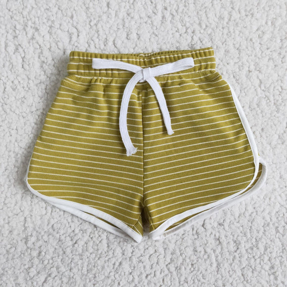 Green Pinstripe Cotton Sports Shorts