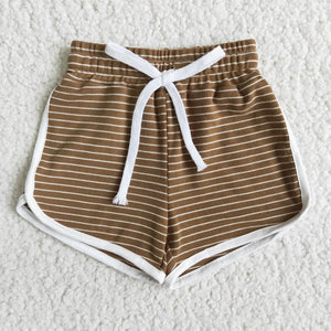 Brown Pinstripe Cotton Sports Shorts
