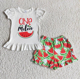 Promotional One Watermelon White Girls Shorts Sets