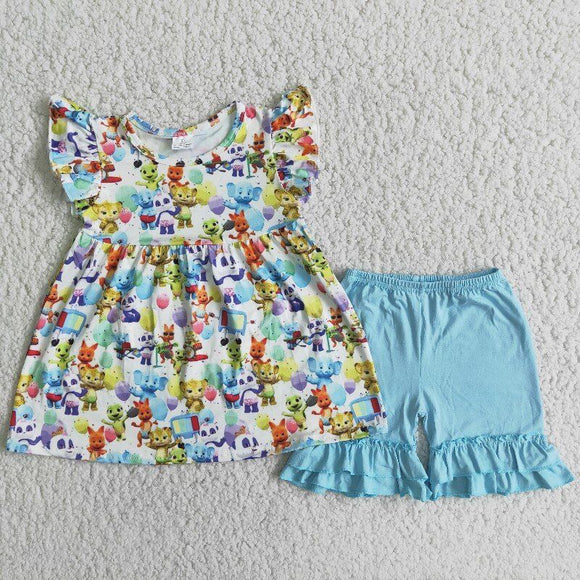Cartoon Animals Girls Shorts Sets