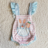 Promotional Baby Girls Sky Blue Bunny Easter Romper