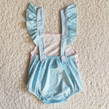 Promotional Baby Girls Sky Blue Bunny Easter Romper