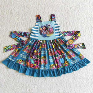 Promotional Cartoon Magic Blue Girls Patchwork Dress