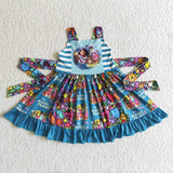 Promotional Cartoon Magic Blue Girls Patchwork Dress